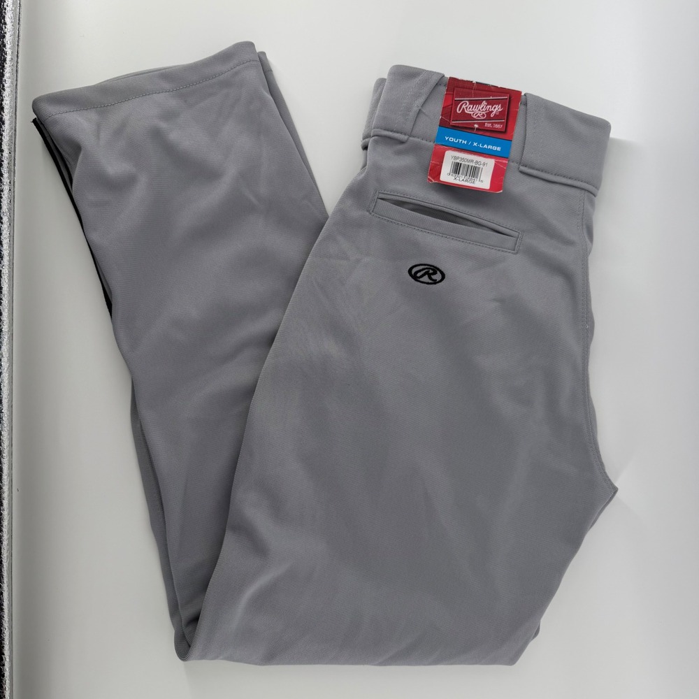 Rawlings Youth Baseball Pants XL Gray Black Piping New with Tags YBP350MR-BG-91